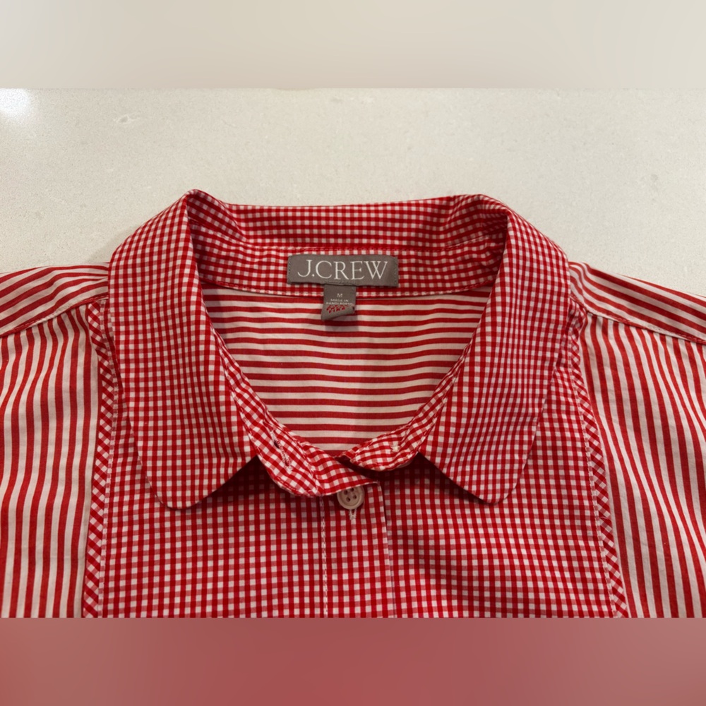 J.Crew Poplin Button Up Shirt in Stripe and Gingham